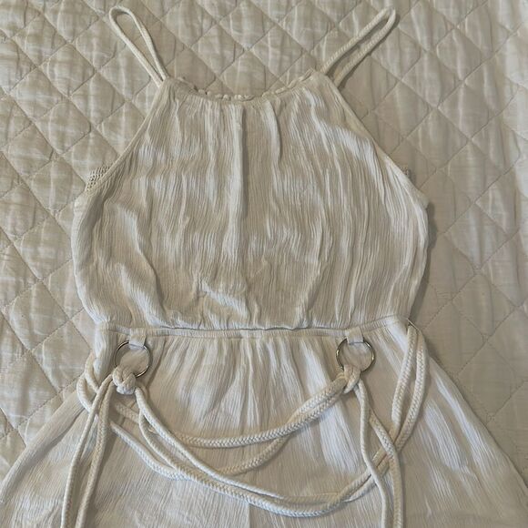 RARE Illa Illa White Braided Rope Linen High Neck Romper Size M - Picture 8 of 11